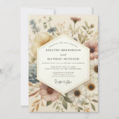 Cream Botanical Whimsy Wedding Kaart (Voorkant)
