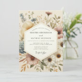 Cream Botanical Whimsy Wedding Kaart (Staand voorkant)