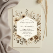 Cream Botanical Woodland Wedding Kaart
