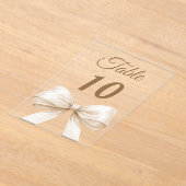 Cream bow acrylic table number sign acryl uitnodigingen (Laagn)