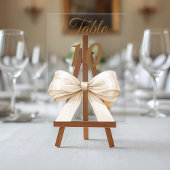 Cream bow acrylic table number sign acryl uitnodigingen
