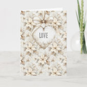 Cream Bow Heart Floral Valentine's Day Love Kaart (Voorkant)