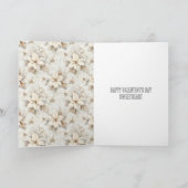 Cream Bow Heart Floral Valentine's Day Love Kaart (Binnen)