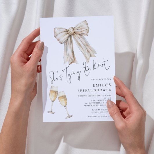 Cream Bow Ze is Tying The Knot Vrijgezellenfeest Kaart