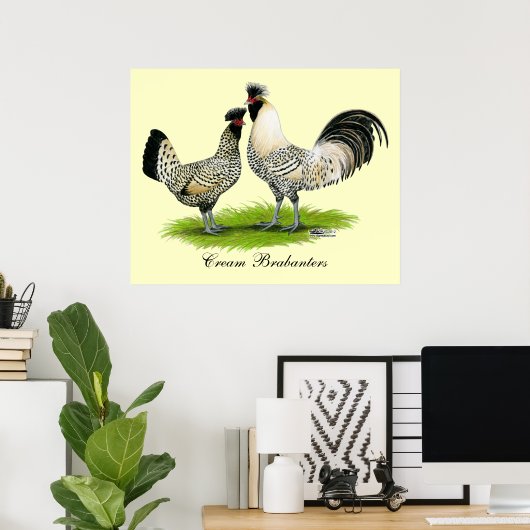 Cream Brabanter Chickens Poster (Thuiskantoor)