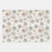 Cream Bronze Blue Snowflakes Christmas Inpakpapier Vel (Voorkant 3)