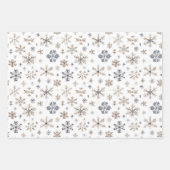 Cream Bronze Blue Snowflakes Christmas Inpakpapier Vel (Voorkant 2)