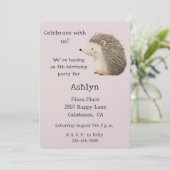 Cream Brown Blush Pink Hedgehog Kaart (Staand voorkant)