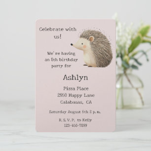 Cream Brown Blush Pink Hedgehog Kaart