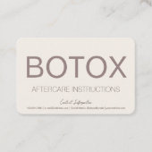 Cream & Brown Botox Instruction Nacare Card Visitekaartje (Voorkant)