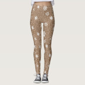 Cream Brown Christmas Snowflakes Leggings (Voorkant)