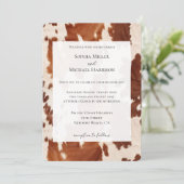 Cream Brown Cowhide Western Wedding Kaart (Staand voorkant)
