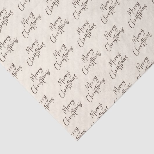 Cream Brown Elegant Script Vrolijk Kerstfeest Tissuepapier (Detail)