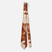 Cream Brown Faux Cow Print Stropdas (Voorkant)
