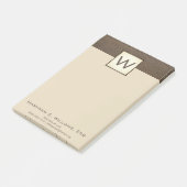 Cream Brown Faux Leather Executive Monogram Post-it® Notes (Schuin)