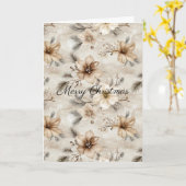 Cream Brown Floral Christmas Kaart (Gele Bloem)