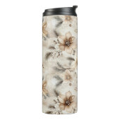 Cream Brown Floral Christmas Thermosbeker (Gedraaid links)