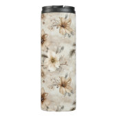 Cream Brown Floral Christmas Thermosbeker (Achterkant)