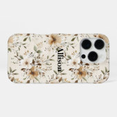 Cream Brown Floral iPhone Hoesje (Achterkant horizontaal)