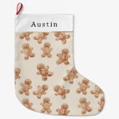 Cream Brown Gingerbread Cookies Grote Kerstsok (Voorkant)