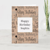 Cream Brown Happy Birthday Kaart (Voorkant)