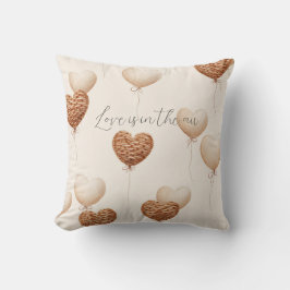 Cream Brown Heart Balloons Love in the Air Kussen