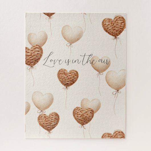 Cream Brown Heart Balloons Love in the Air Legpuzzel (Verticaal)