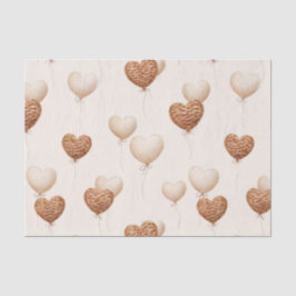 Cream Brown Heart Balloons Love in the Air Tissuepapier