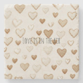 Cream & Brown Hearts   Stenen Onderzetter (Voorkant)