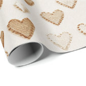 Cream & Brown Hearts Valentine's Day Cadeaupapier (Rol Hoek)