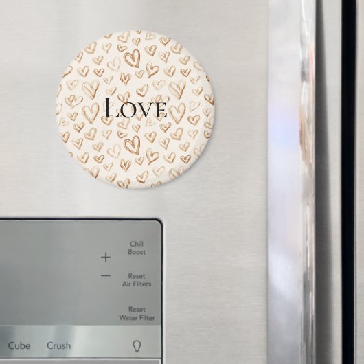 Cream Brown Hearts Valentine's Day Love Magneet (Insitu (Koelkast))