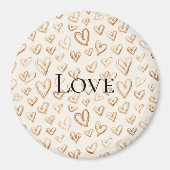 Cream Brown Hearts Valentine's Day Love Magneet (Voorkant)