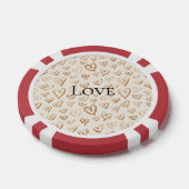 Cream Brown Hearts Valentine's Day Love Poker Chips (Enkel)