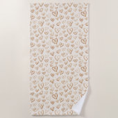 Cream Brown Hearts Valentine's Day Love Strandlaken (Voorkant)