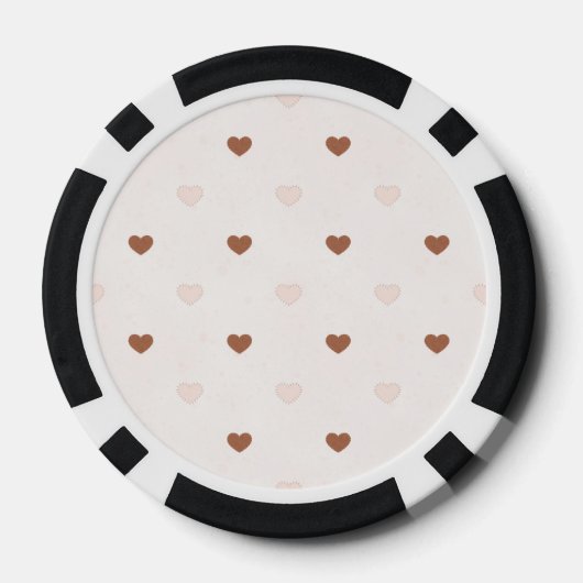 Cream Brown Hearts Valentine's Day Poker Chips (Achterkant)