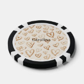 Cream Brown Hearts Valentine's Day Poker Chips (Enkel)