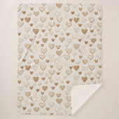 Cream & Brown Hearts Valentine's Day Sherpa Deken (Voorkant)