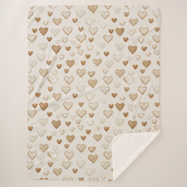 Cream & Brown Hearts Valentine's Day Sherpa Deken
