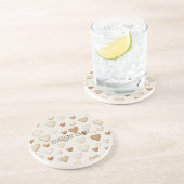 Cream & Brown Hearts   Zandsteen Onderzetter (Zijkant)