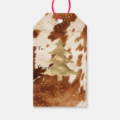 Cream Brown Koeienhuid Gold Tree Cadeaulabel (Voorkant)