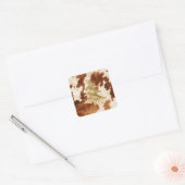 Cream Brown Koeienhuid Gold Tree Vierkante Sticker (Envelop)