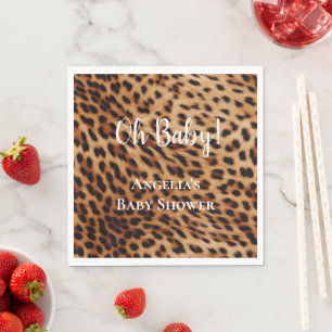 Cream Brown Leopard Print Baby shower Servet
