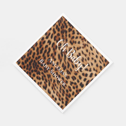Cream Brown Leopard Print Baby shower Servet (Hoek)