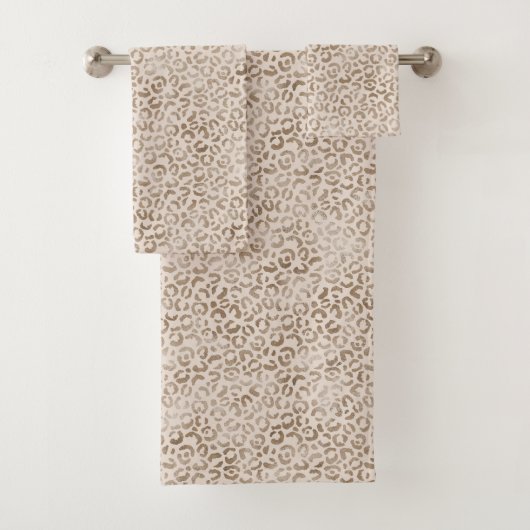 Cream Brown Leopard Print Bad Handdoek (Insitu)