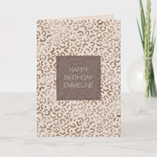 Cream Brown Leopard Print Birthday Kaart (Voorkant)