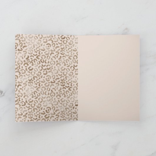 Cream Brown Leopard Print Birthday Kaart (Binnen)