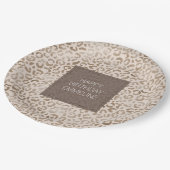 Cream Brown Leopard Print Birthday   Papieren Bordje (Gekanteld)