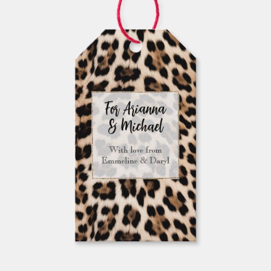 Cream Brown Leopard Print Cadeaulabel (Voorkant)