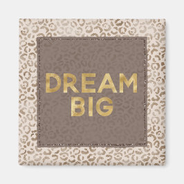 Cream Brown Leopard Print Gold Dream Magneet