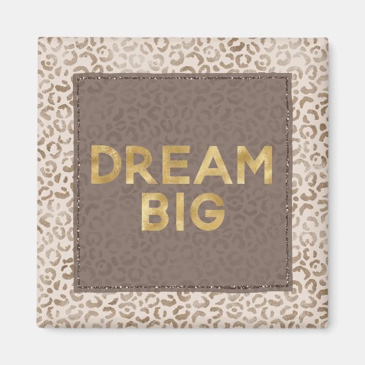 Cream Brown Leopard Print Gold Dream Magneet (Voorkant)
